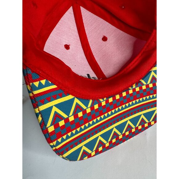 Sky Ranch Red Snapback Hat With Colorful Patterned Brim Adjustable Fit - Picture 7 of 16